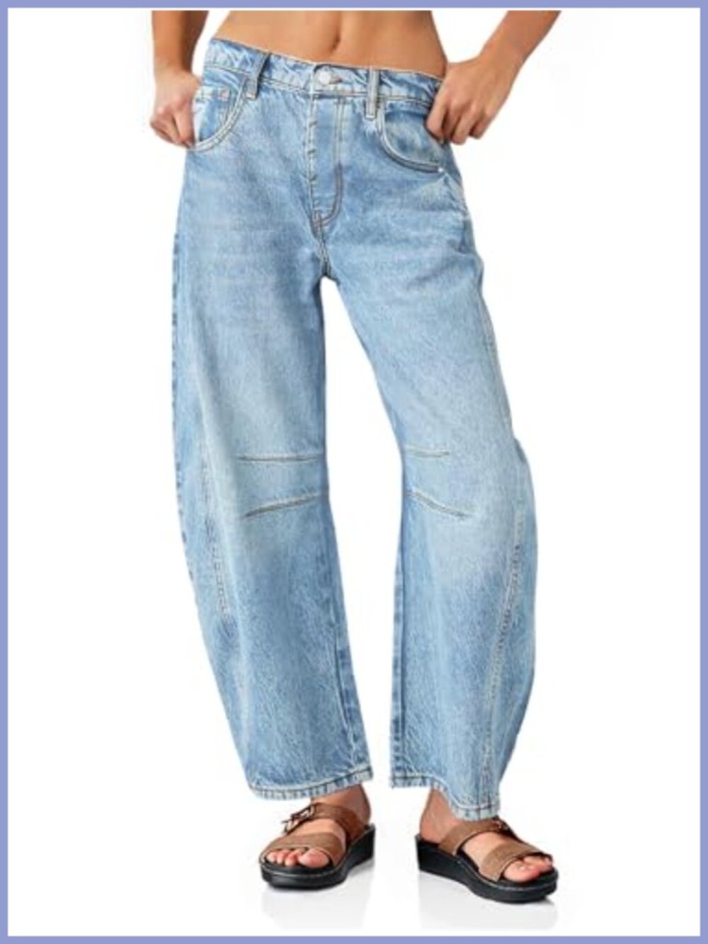 Womens Baggy Boyfriend Jeans Wide Leg Mid Rise Barrel Ankle Pants